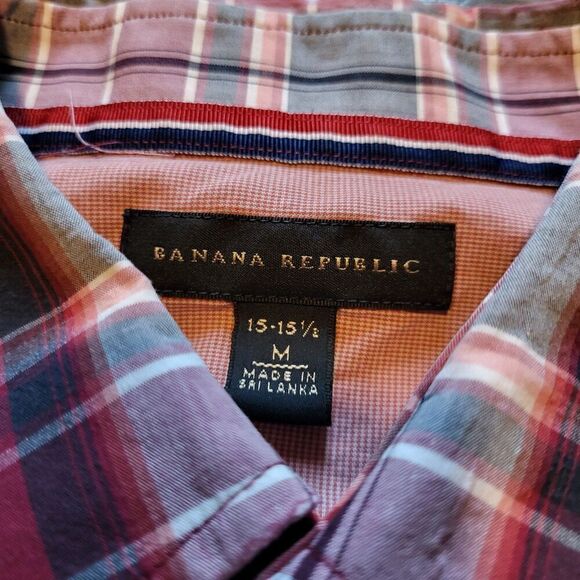 Banana Republic Classic Fit Flannel Long Sleeve Button Up Mens Medium 15-15 1/2 - Picture 3 of 6